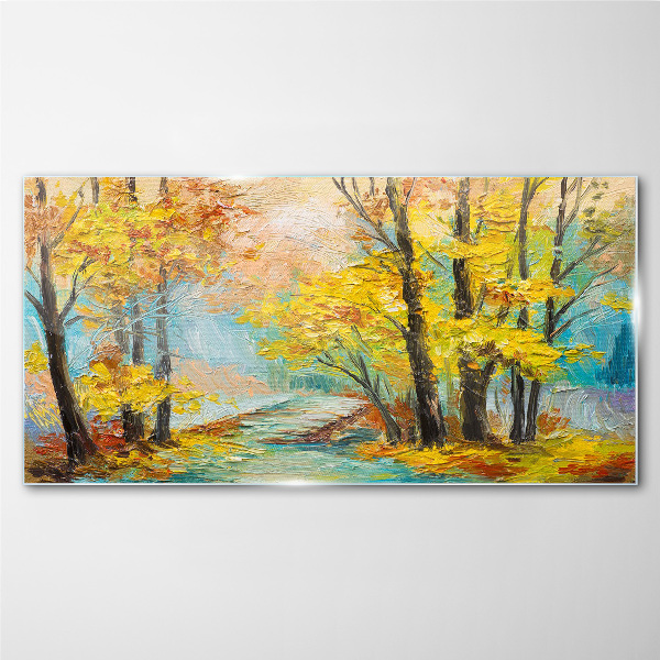 Tableau verre imprimé Automne doré sur une rivière tranquille