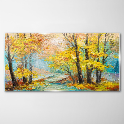 Tableau verre imprimé Automne doré sur une rivière tranquille