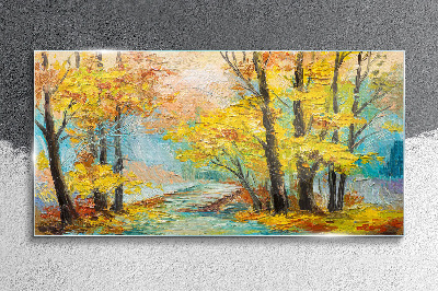 Tableau verre imprimé Automne doré sur une rivière tranquille