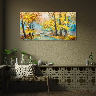 Tableau verre imprimé Automne doré sur une rivière tranquille