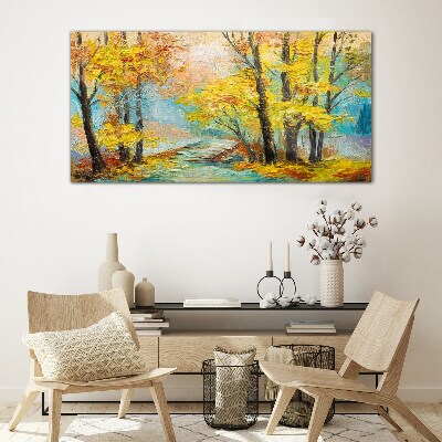 Tableau verre imprimé Automne doré sur une rivière tranquille