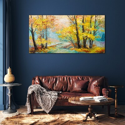 Tableau verre imprimé Automne doré sur une rivière tranquille