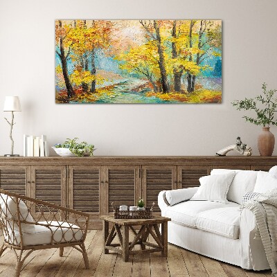 Tableau verre imprimé Automne doré sur une rivière tranquille