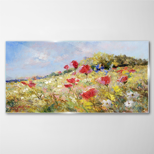 Tableau en verre Un paysage floral sous le soleil d'été