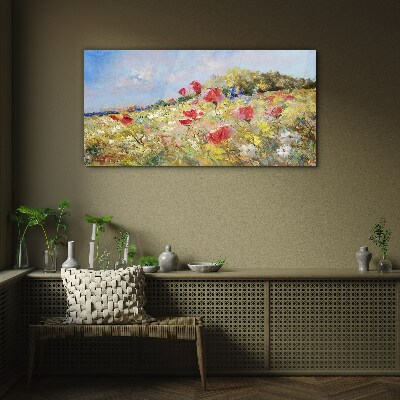 Tableau en verre Un paysage floral sous le soleil d'été