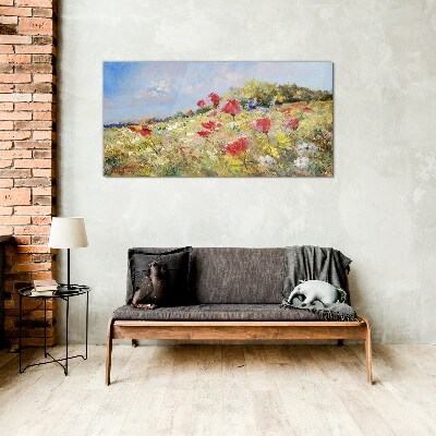 Tableau en verre Un paysage floral sous le soleil d'été