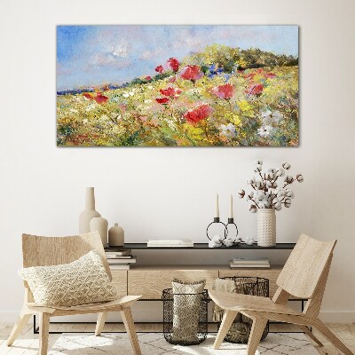 Tableau en verre Un paysage floral sous le soleil d'été