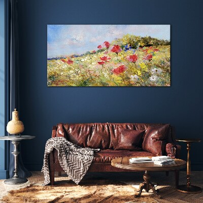 Tableau en verre Un paysage floral sous le soleil d'été