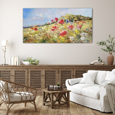 Tableau en verre Un paysage floral sous le soleil d'été