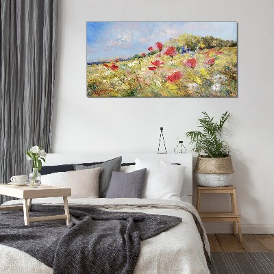 Tableau en verre Un paysage floral sous le soleil d'été