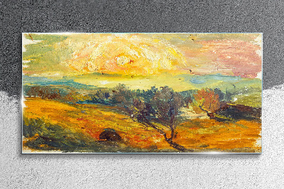 Tableau en verre Des champs dorés sous le soleil