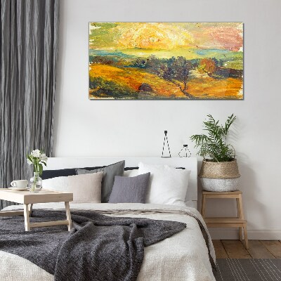 Tableau en verre Des champs dorés sous le soleil
