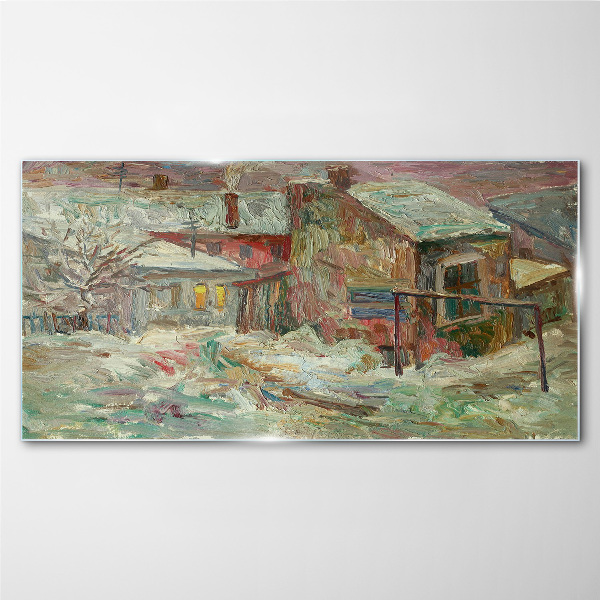 Tableau verre imprimé Paysage d'hiver aux couleurs pastel