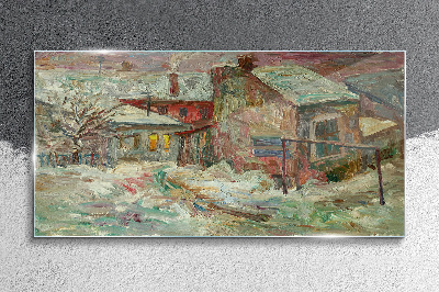 Tableau verre imprimé Paysage d'hiver aux couleurs pastel
