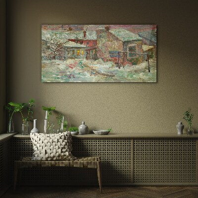 Tableau verre imprimé Paysage d'hiver aux couleurs pastel