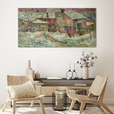 Tableau verre imprimé Paysage d'hiver aux couleurs pastel