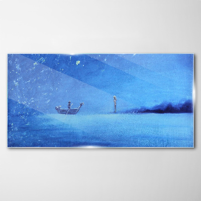 Tableau imprimé sur verre Un havre de paix aux tons bleus