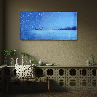 Tableau imprimé sur verre Un havre de paix aux tons bleus