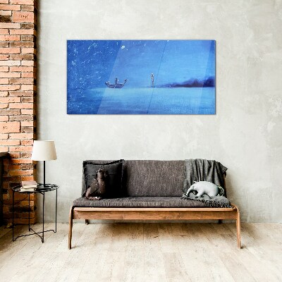 Tableau imprimé sur verre Un havre de paix aux tons bleus