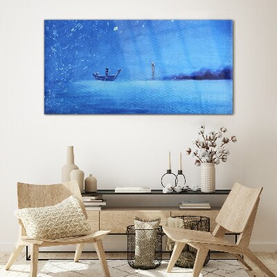 Tableau imprimé sur verre Un havre de paix aux tons bleus