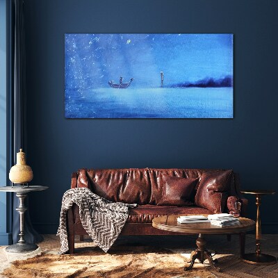 Tableau imprimé sur verre Un havre de paix aux tons bleus