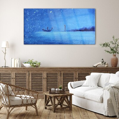 Tableau imprimé sur verre Un havre de paix aux tons bleus