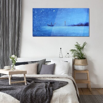 Tableau imprimé sur verre Un havre de paix aux tons bleus