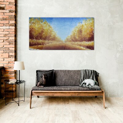 Tableau verre imprimé Des avenues dorées sous le soleil d'été