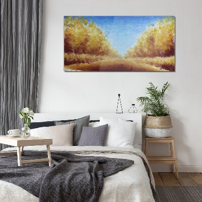 Tableau verre imprimé Des avenues dorées sous le soleil d'été