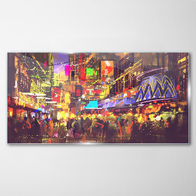 Tableau photo sur verre La vie nocturne en ville