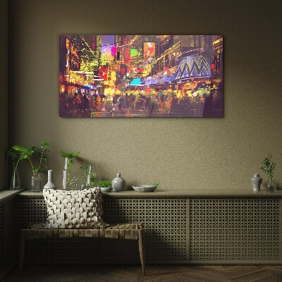 Tableau photo sur verre La vie nocturne en ville