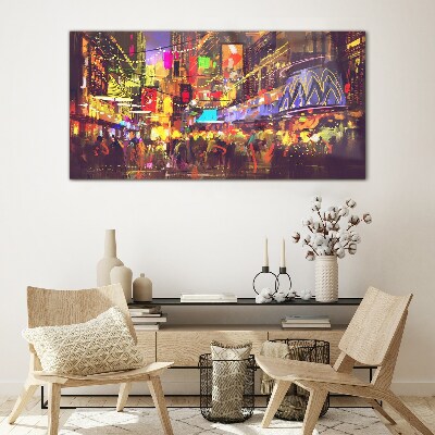 Tableau photo sur verre La vie nocturne en ville