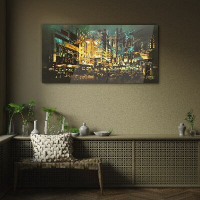 Tableau imprimé sur verre Métropole nocturne