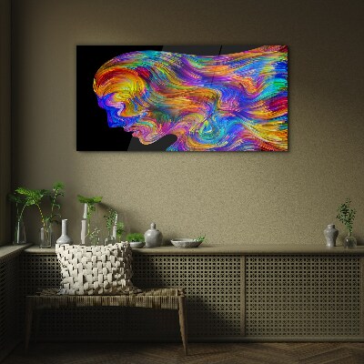 Tableau en verre Une silhouette colorée en mouvement