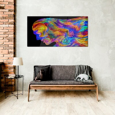 Tableau en verre Une silhouette colorée en mouvement