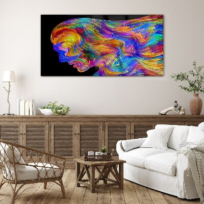 Tableau en verre Une silhouette colorée en mouvement