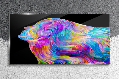 Tableau sur verre Silhouette colorée d'une femme en mouvement