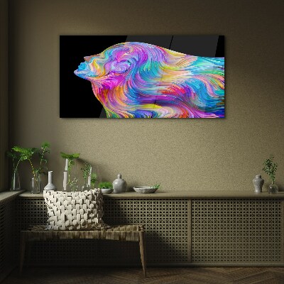 Tableau sur verre Silhouette colorée d'une femme en mouvement