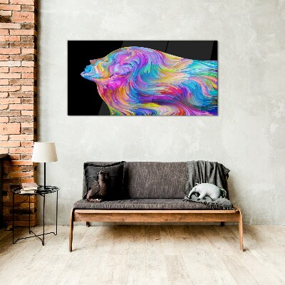 Tableau sur verre Silhouette colorée d'une femme en mouvement