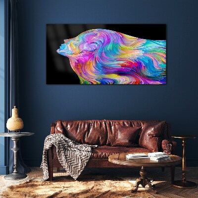 Tableau sur verre Silhouette colorée d'une femme en mouvement