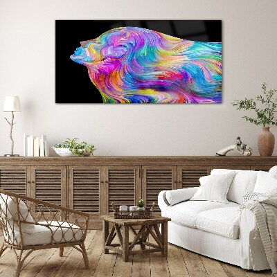 Tableau sur verre Silhouette colorée d'une femme en mouvement