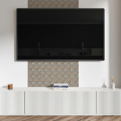 Panneau décoratif intérieur Motif avec des cercles en bois