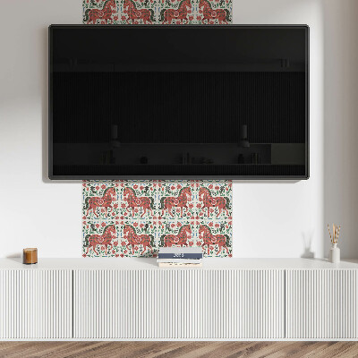 Panneau mural pvc Motif de cheval dans les fleurs