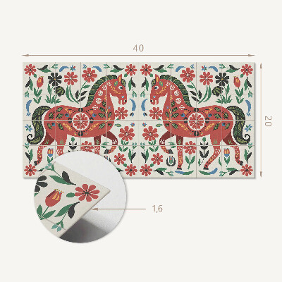 Panneau mural pvc Motif de cheval dans les fleurs