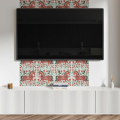 Panneau mural pvc Motif de cheval dans les fleurs