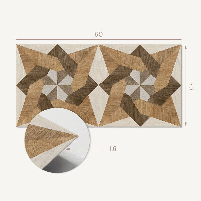Revêtement mural intérieur Mosaïque de bois polygonale