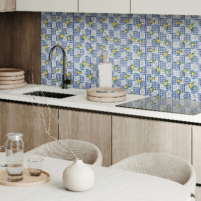 Panneau mural pvc Motif citron sur carrelage