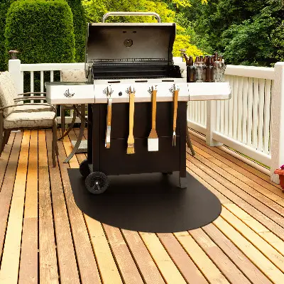 Protection terrasse bois barbecue Demi-ovale 80x90 cm