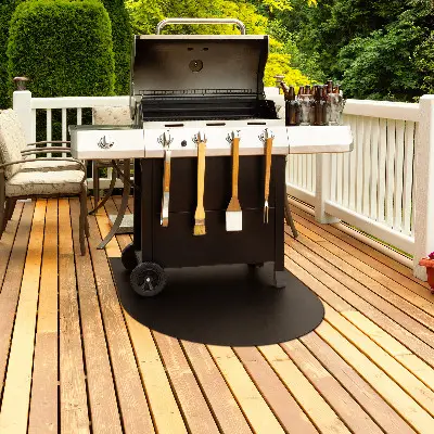 Tapis de protection en tôle sous barbecue En forme de demi-ovale 80x70 cm