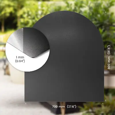 Tapis de protection en tôle sous barbecue En forme de demi-ovale 80x70 cm